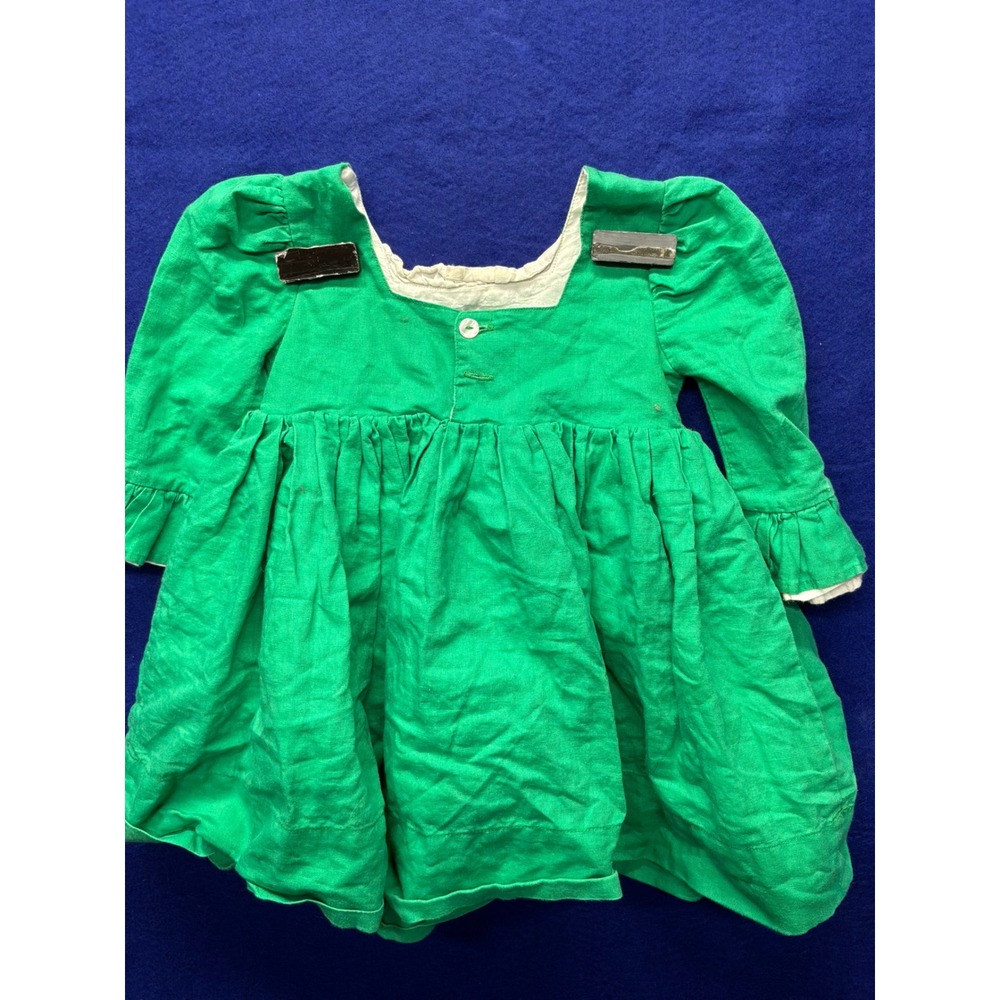 Girls Petit Papillon Vintage Style Ruffle Pocket Dress Size 4 Green - Picture 5 of 5